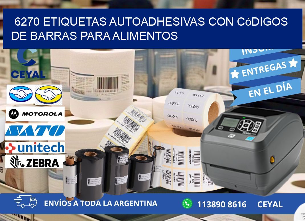 6270 Etiquetas autoadhesivas con códigos de barras para alimentos