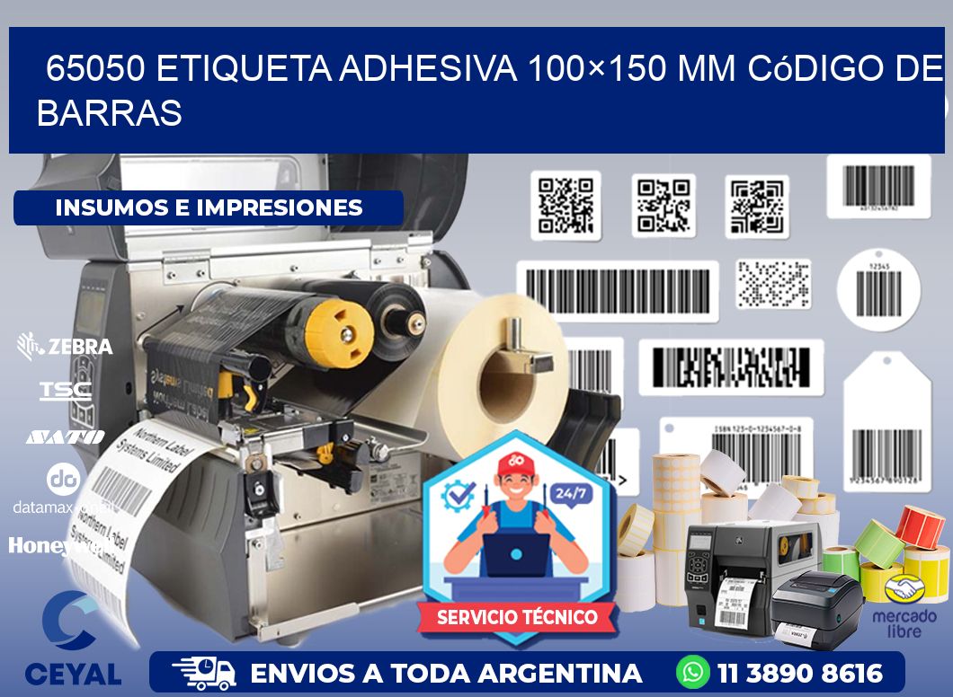 65050 etiqueta adhesiva 100×150 mm código de barras