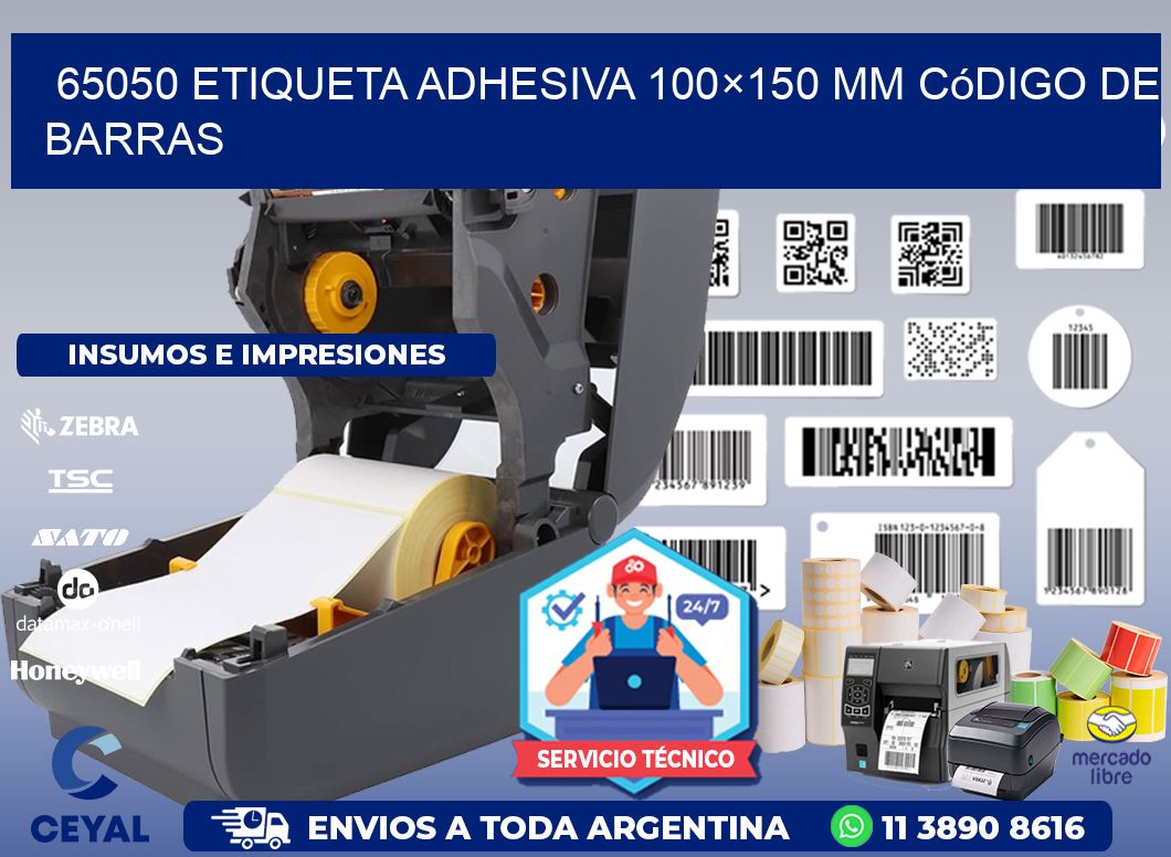 65050 etiqueta adhesiva 100×150 mm código de barras