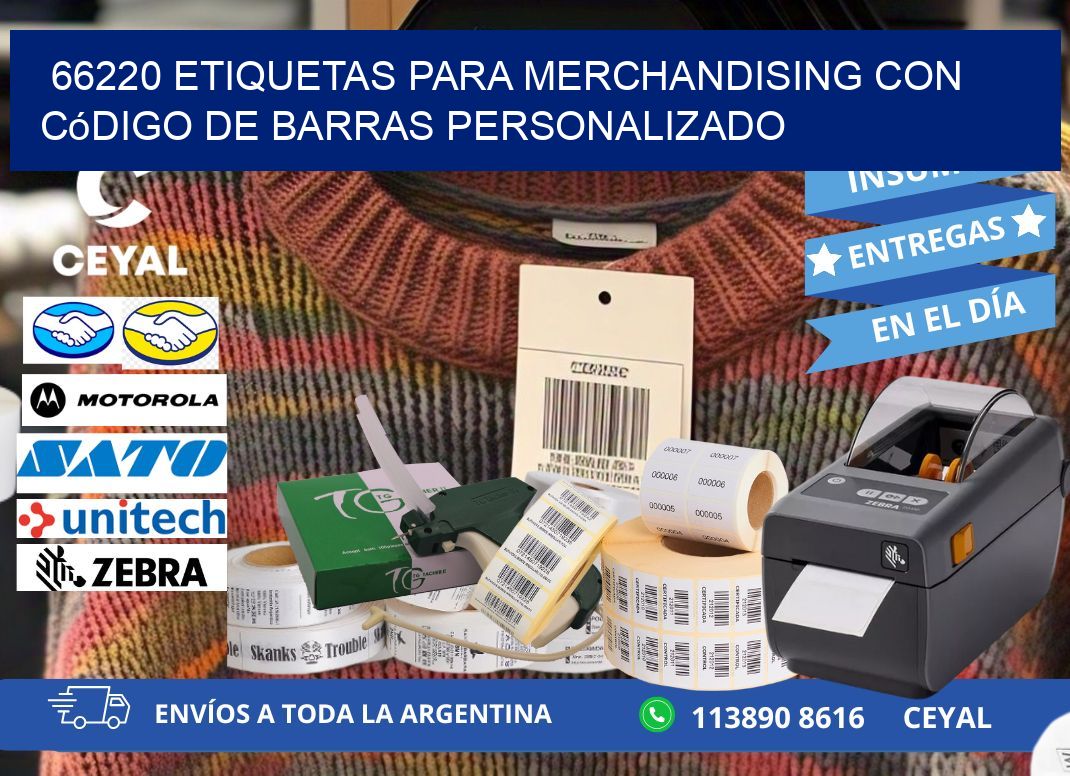 66220 etiquetas para merchandising con código de barras personalizado