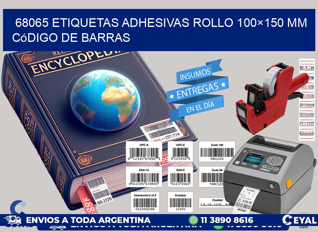68065 etiquetas adhesivas rollo 100×150 mm código de barras