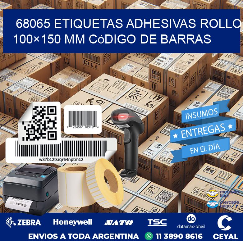 68065 etiquetas adhesivas rollo 100×150 mm código de barras