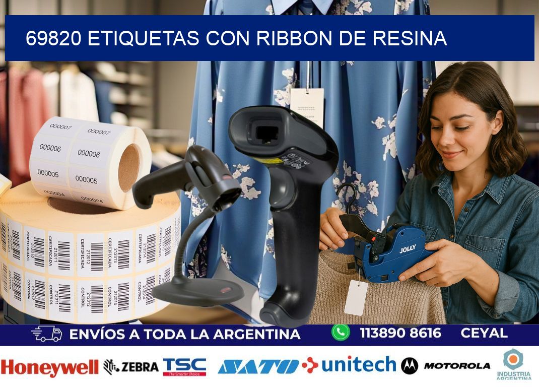 69820 etiquetas con ribbon de resina