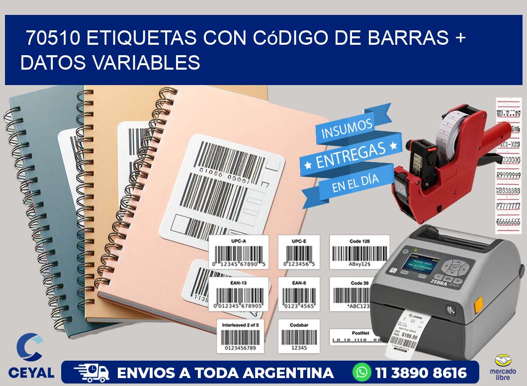 70510 etiquetas con código de barras + datos variables