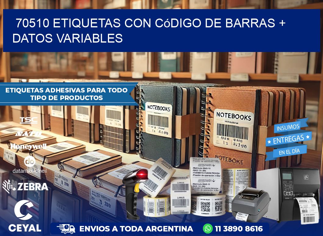 70510 etiquetas con código de barras + datos variables
