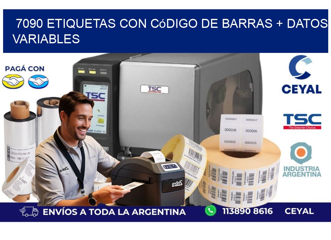 7090 etiquetas con código de barras + datos variables