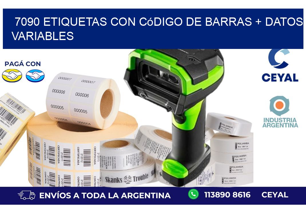 7090 etiquetas con código de barras + datos variables