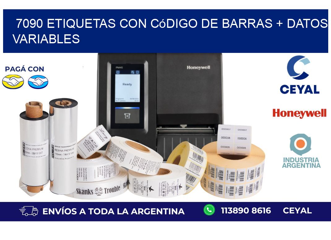 7090 etiquetas con código de barras + datos variables