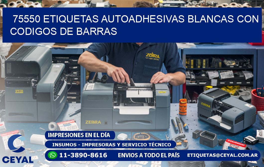 75550 etiquetas autoadhesivas blancas con codigos de barras