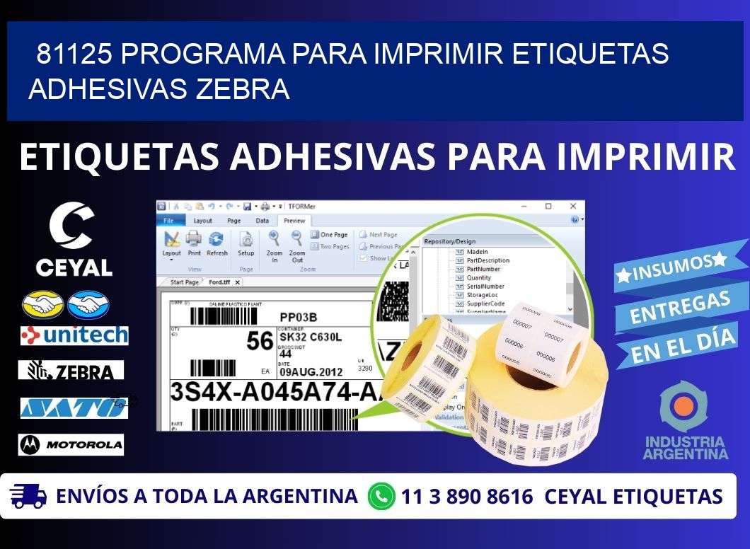 81125 Programa para imprimir etiquetas adhesivas zebra