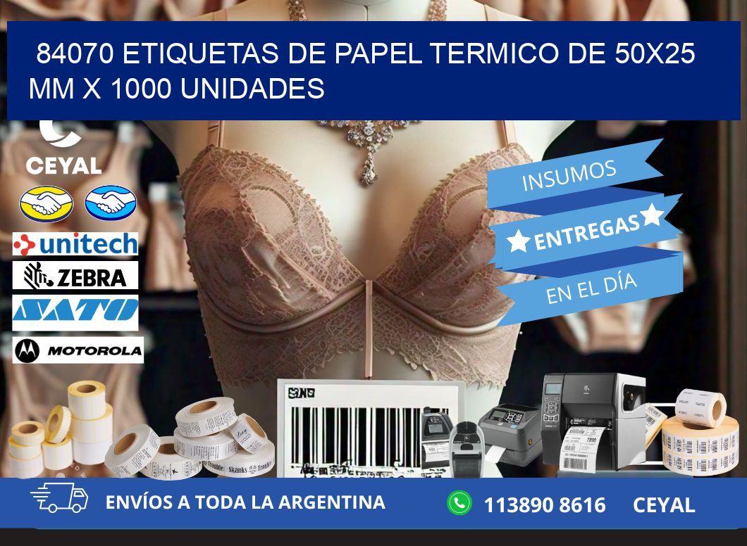 84070 Etiquetas De Papel Termico De 50x25 Mm X 1000 Unidades