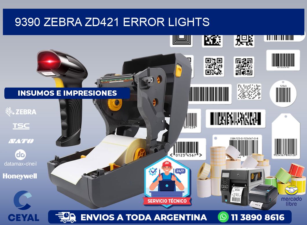 9390 Zebra ZD421 error lights