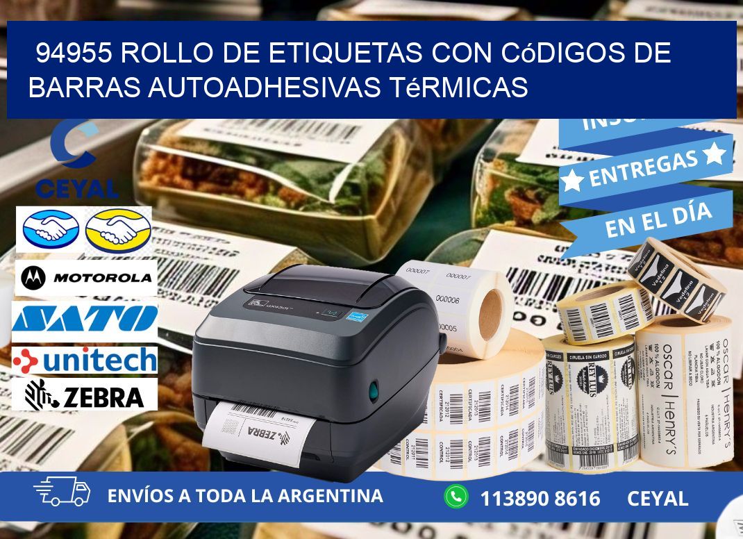 94955 Rollo de etiquetas con códigos de barras autoadhesivas térmicas