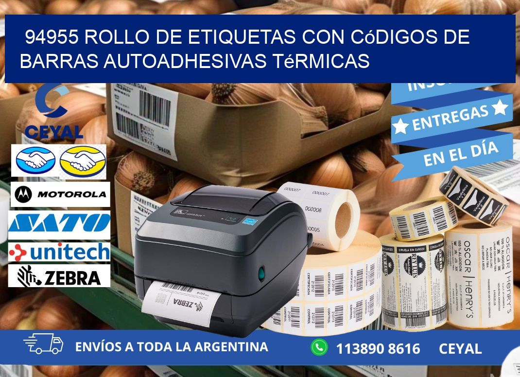 94955 Rollo de etiquetas con códigos de barras autoadhesivas térmicas