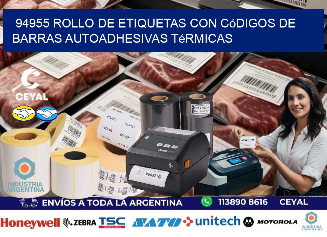 94955 Rollo de etiquetas con códigos de barras autoadhesivas térmicas