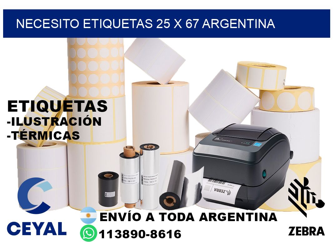 Necesito etiquetas 25 x 67 argentina