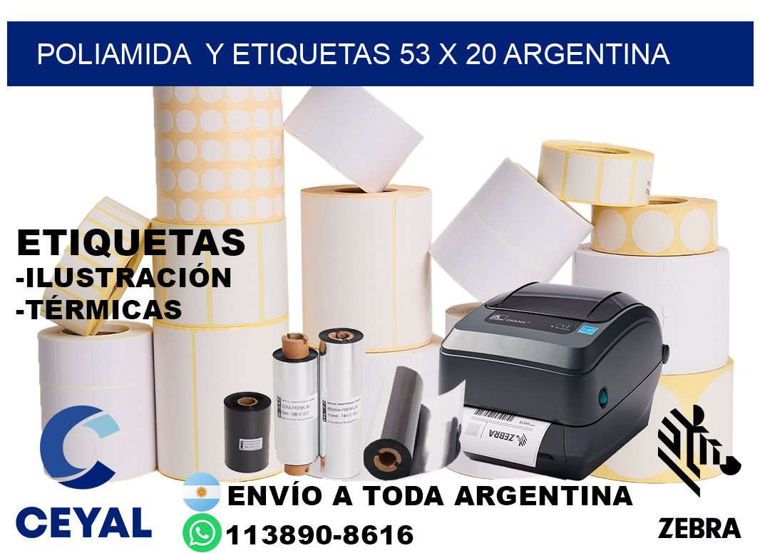 Poliamida  y etiquetas 53 x 20 argentina