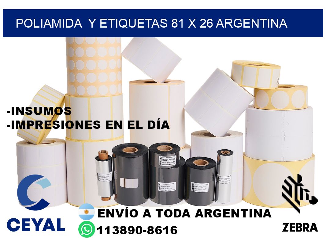 Poliamida  y etiquetas 81 x 26 argentina