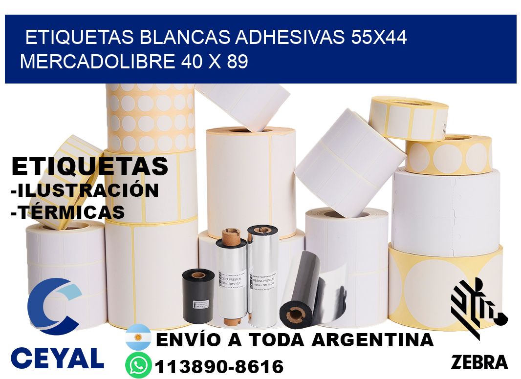 etiquetas blancas adhesivas 55x44 mercadolibre 40 x 89