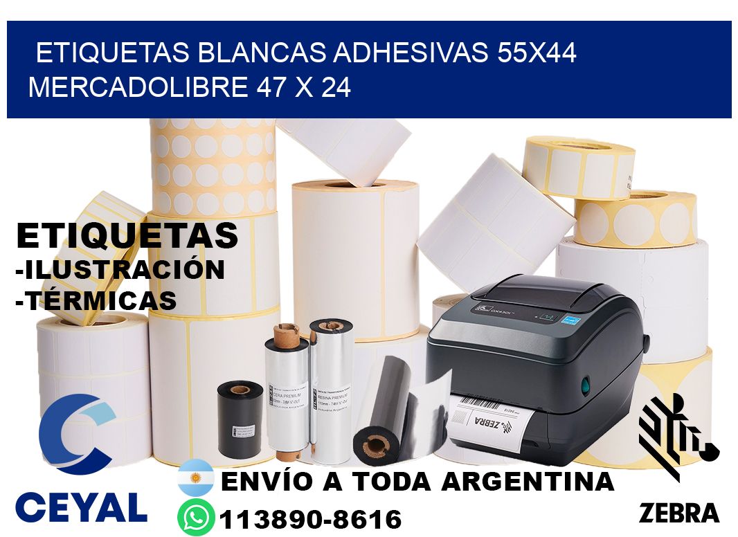 etiquetas blancas adhesivas 55x44 mercadolibre 47 x 24