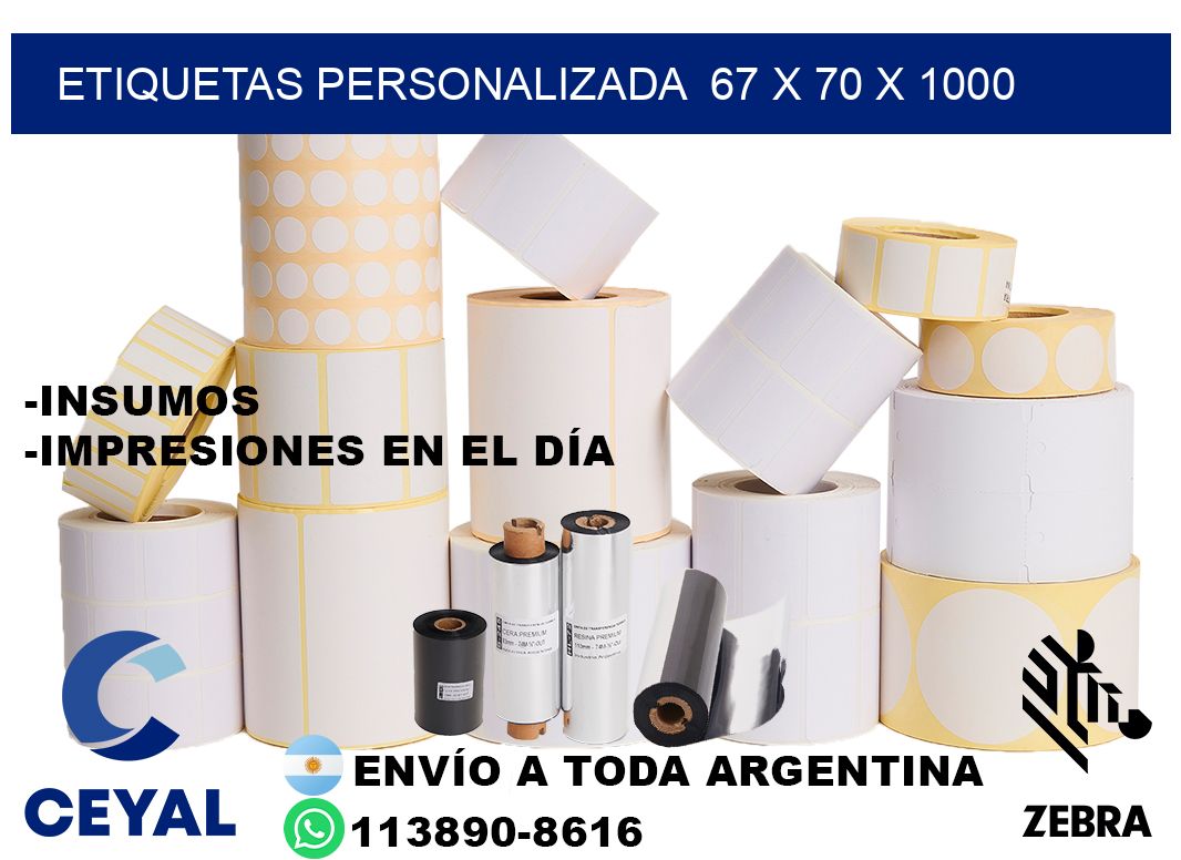 etiquetas personalizada  67 x 70 x 1000
