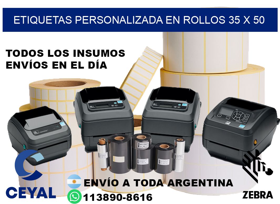 etiquetas personalizada en rollos 35 x 50