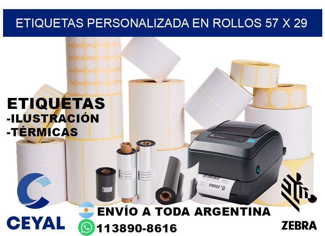 etiquetas personalizada en rollos 57 x 29