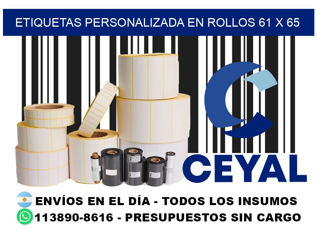etiquetas personalizada en rollos 61 x 65