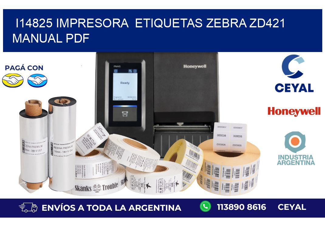 i14825 impresora etiquetas Zebra ZD421 manual PDF
