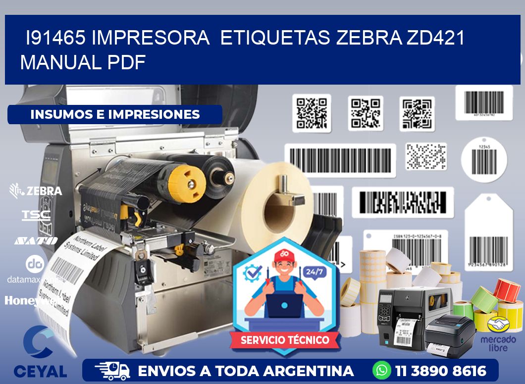 i91465 impresora etiquetas Zebra ZD421 manual PDF