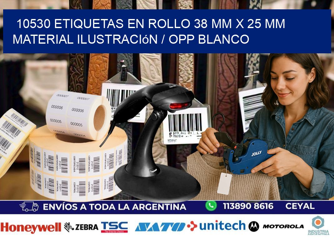 10530 Etiquetas en rollo 38 mm x 25 mm material Ilustración / OPP Blanco