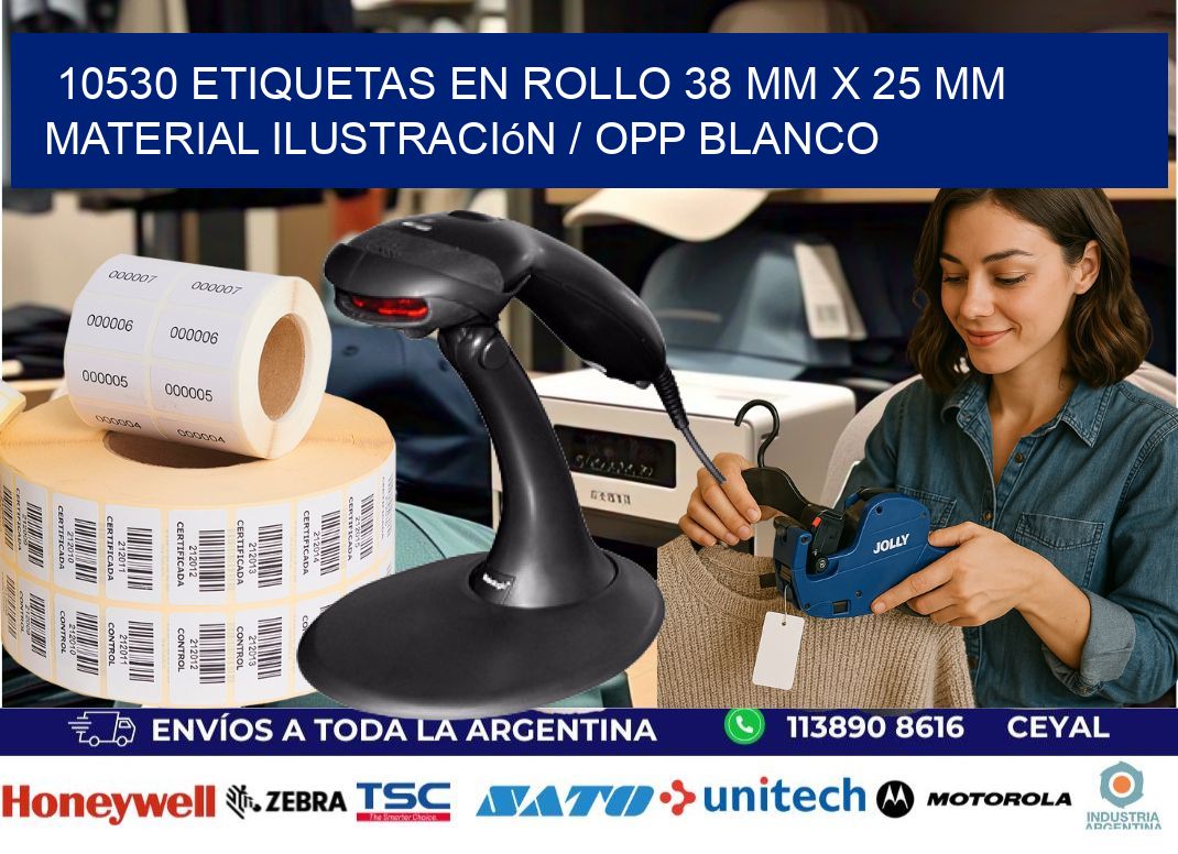 10530 Etiquetas en rollo 38 mm x 25 mm material Ilustración / OPP Blanco