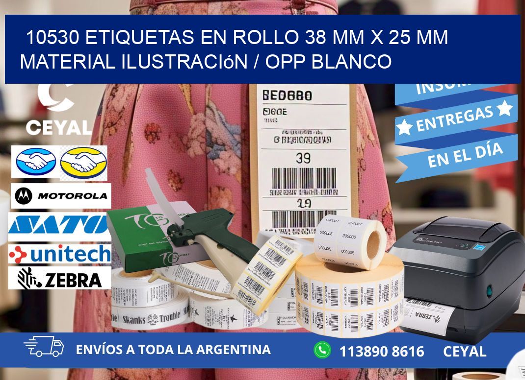 10530 Etiquetas en rollo 38 mm x 25 mm material Ilustración / OPP Blanco