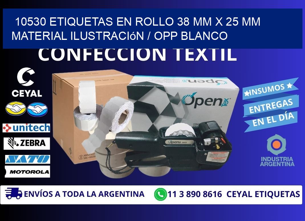 10530 Etiquetas en rollo 38 mm x 25 mm material Ilustración / OPP Blanco