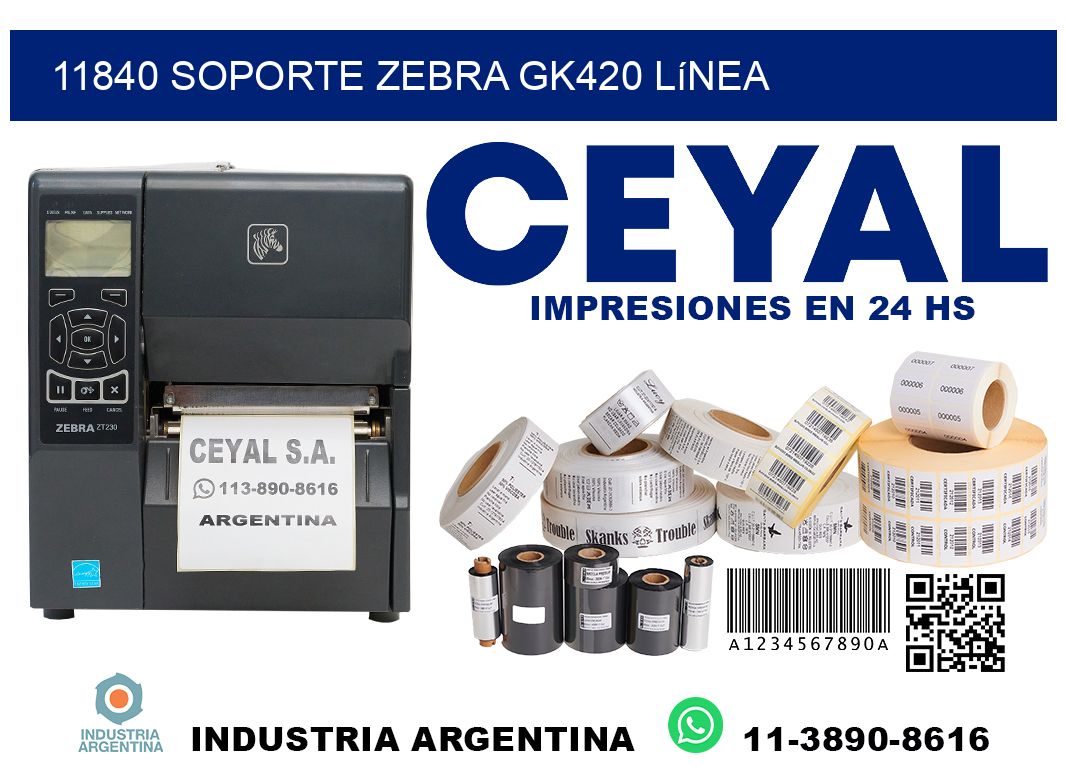11840 soporte zebra gk420 línea