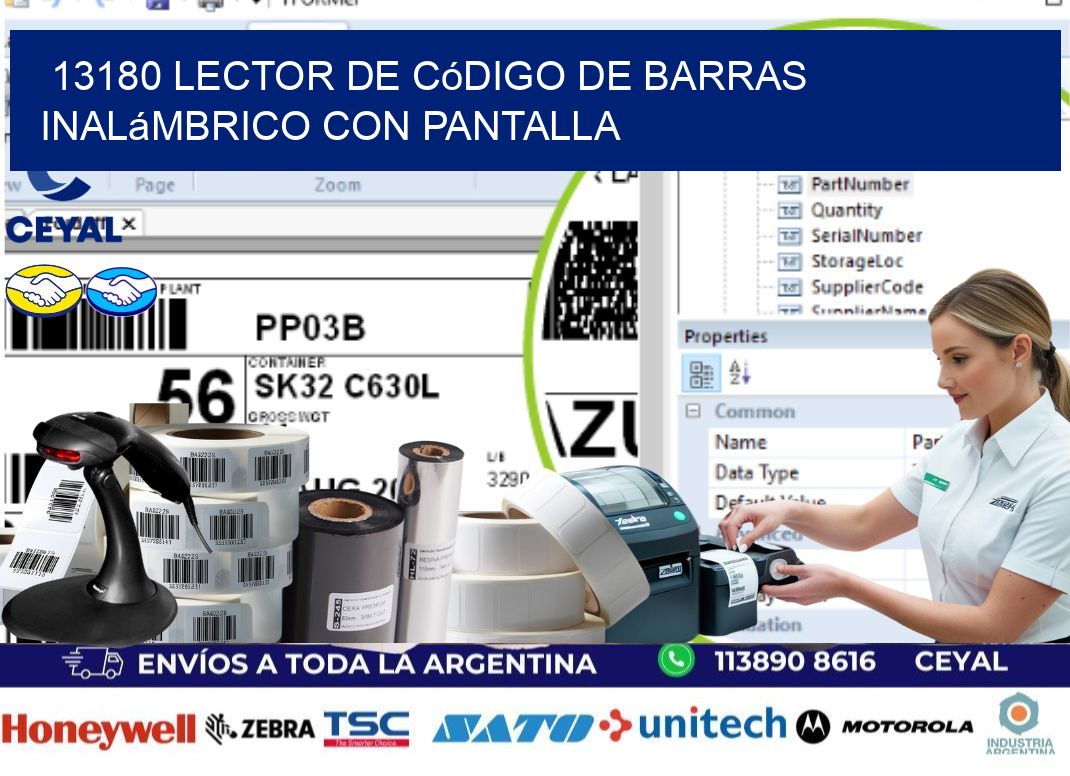 13180 Lector de código de barras inalámbrico con Pantalla