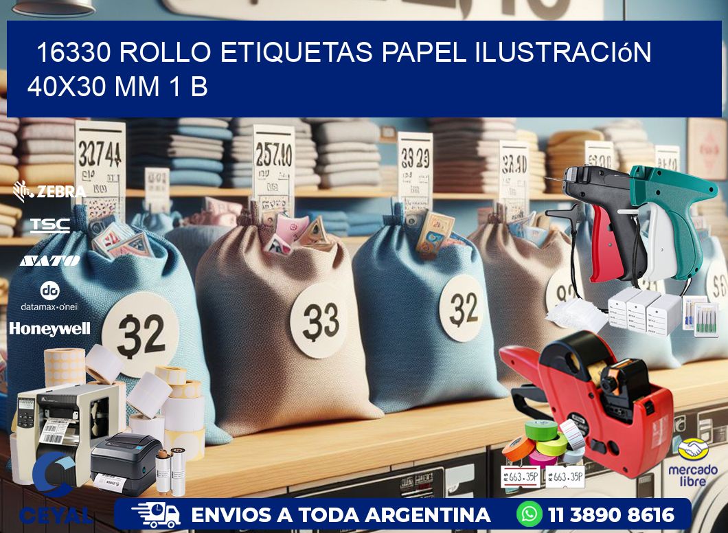 16330 Rollo Etiquetas Papel Ilustración 40x30 Mm 1 B