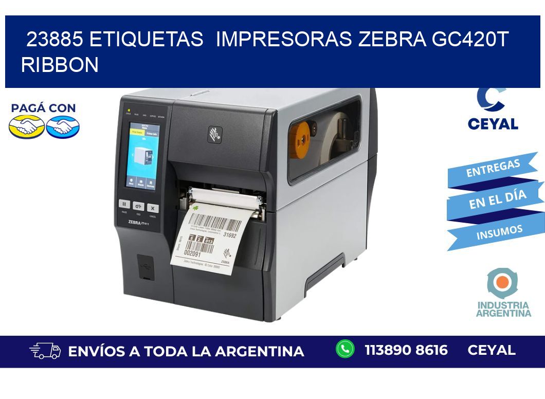 23885 etiquetas  impresoras zebra gc420t ribbon