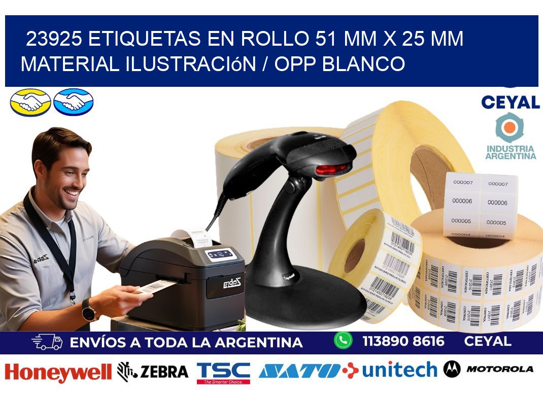 23925 Etiquetas en rollo 51 mm x 25 mm material Ilustración / OPP Blanco