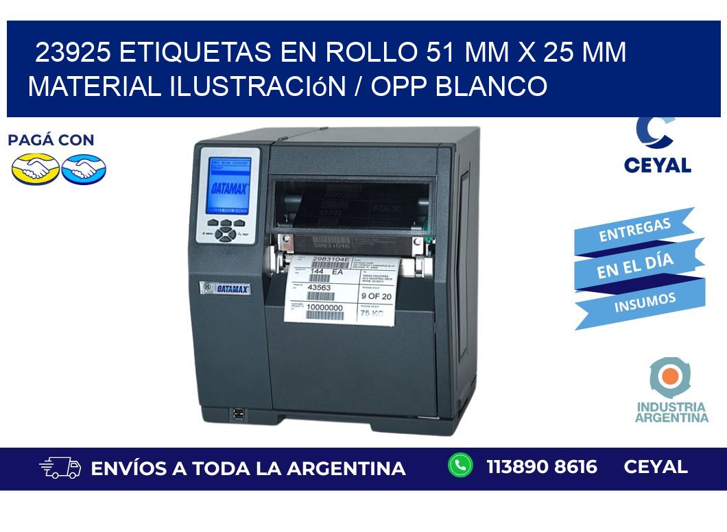 23925 Etiquetas en rollo 51 mm x 25 mm material Ilustración / OPP Blanco