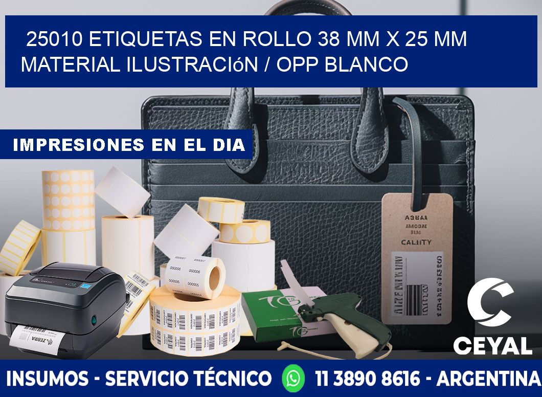 25010 Etiquetas en rollo 38 mm x 25 mm material Ilustración / OPP Blanco