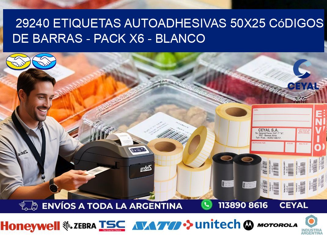 29240 Etiquetas Autoadhesivas 50x25 Códigos De Barras - Pack X6 - Blanco