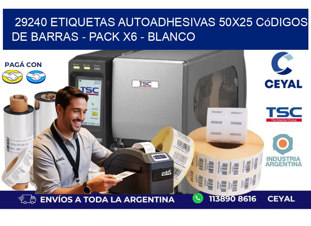 29240 Etiquetas Autoadhesivas 50×25 Códigos De Barras – Pack X6 – Blanco