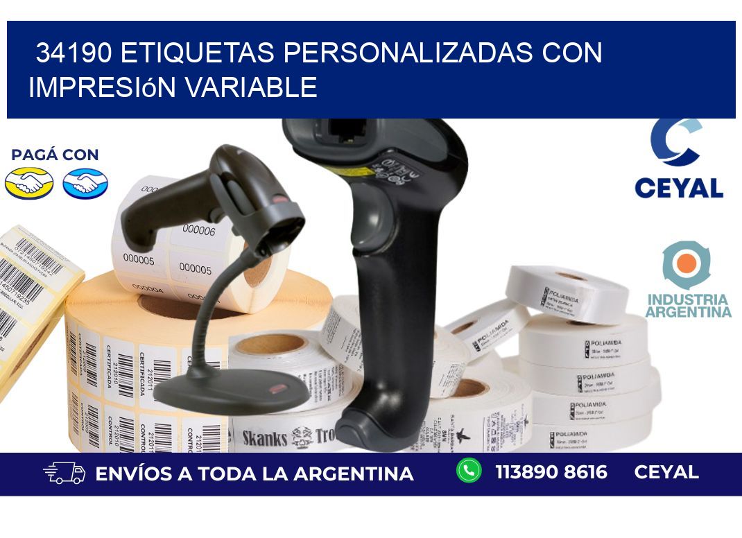 34190 etiquetas personalizadas con impresión variable