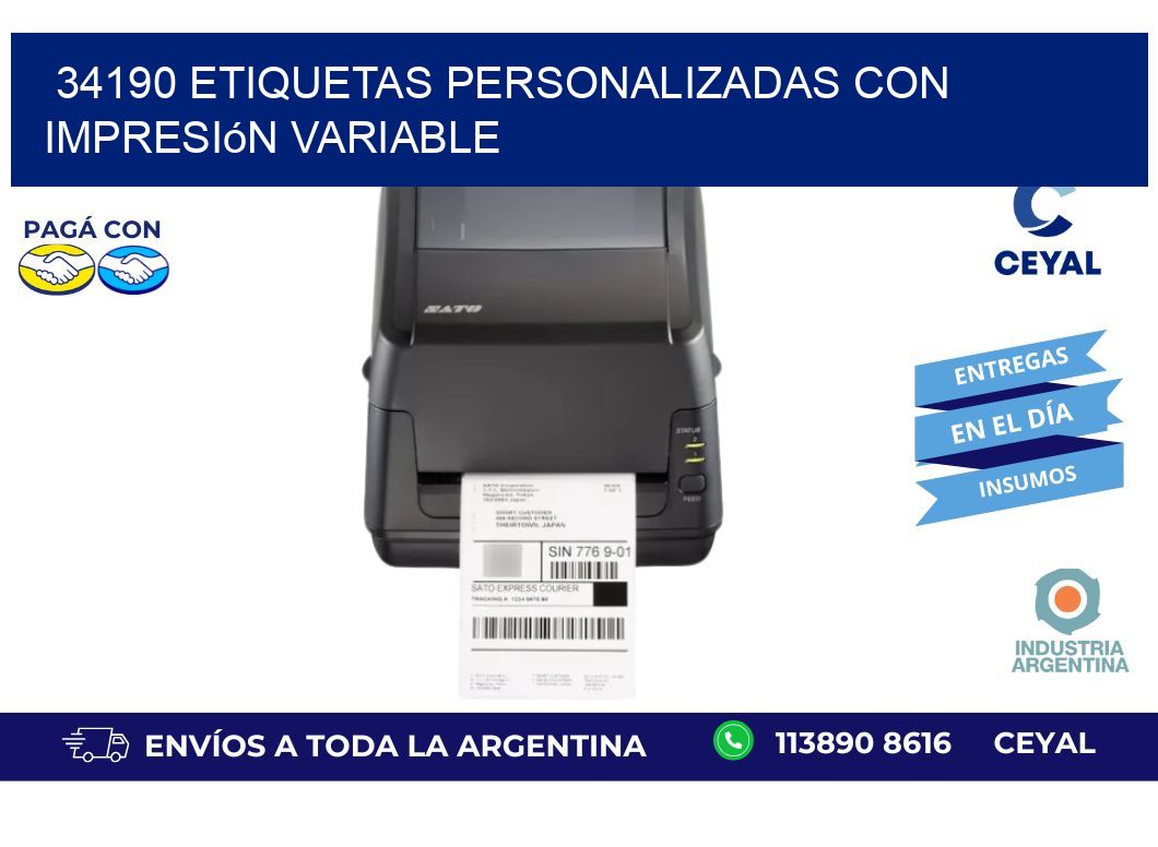 34190 etiquetas personalizadas con impresión variable