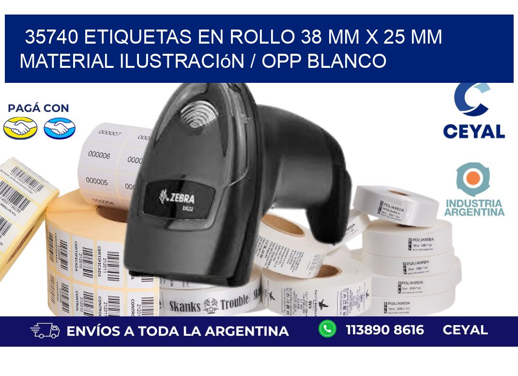 35740 Etiquetas en rollo 38 mm x 25 mm material Ilustración / OPP Blanco