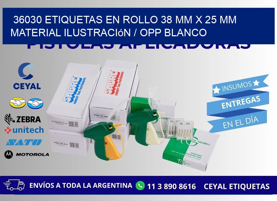36030 Etiquetas en rollo 38 mm x 25 mm material Ilustración / OPP Blanco