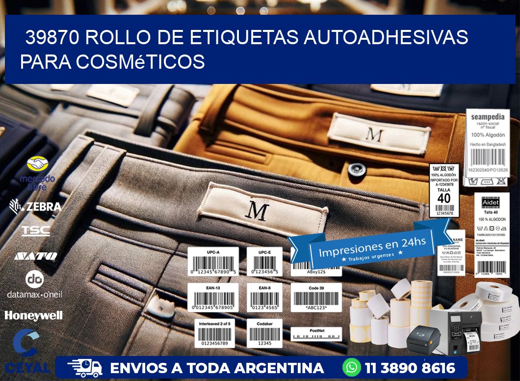 39870 rollo de etiquetas autoadhesivas para cosméticos