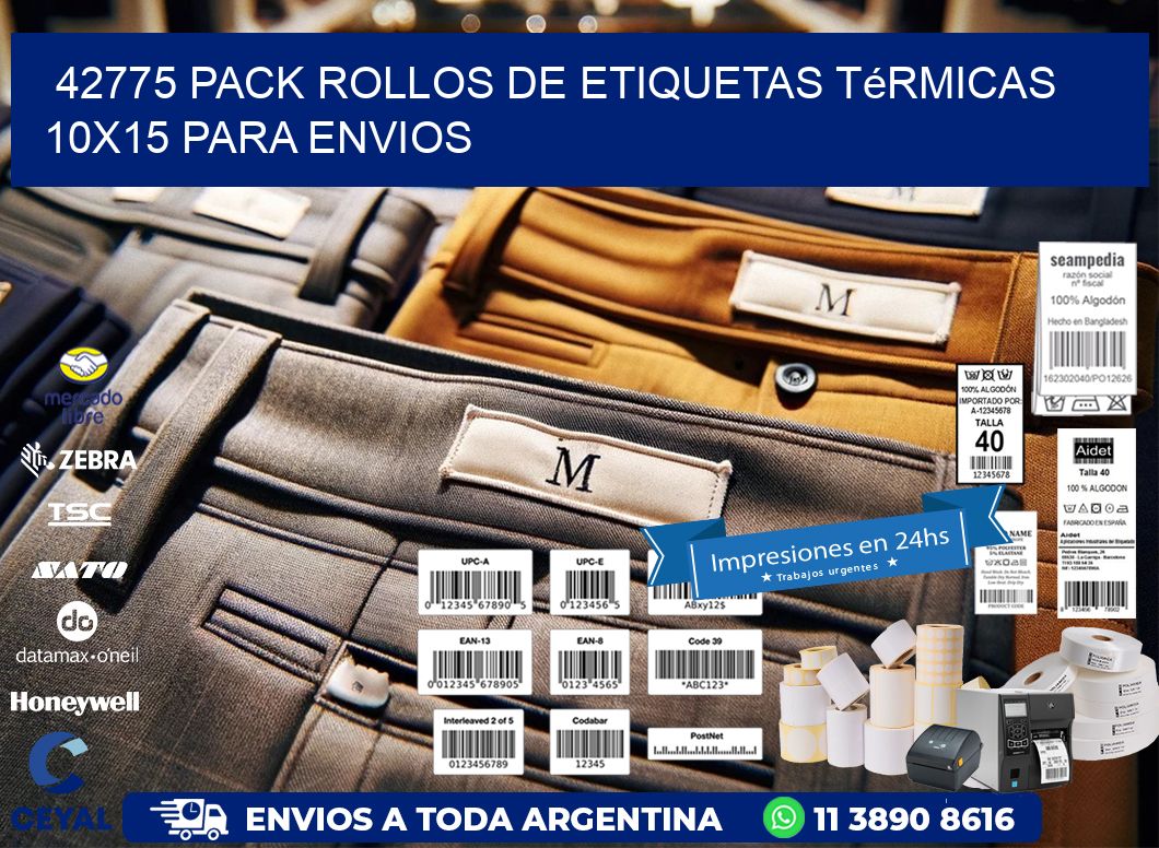 42775 pack rollos de etiquetas térmicas 10x15 para Envios