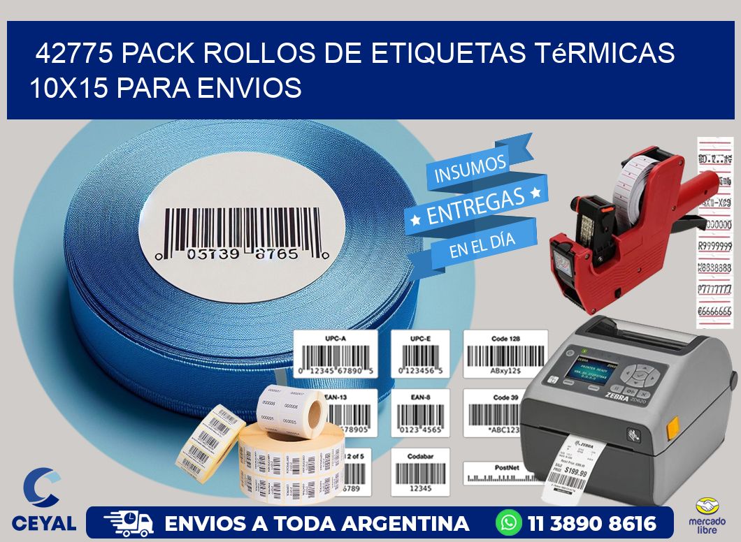 42775 pack rollos de etiquetas térmicas 10x15 para Envios